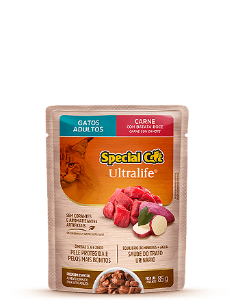 Ração Úmida Special Cat Sachê para Gatos Adultos Sabor Carne 85g