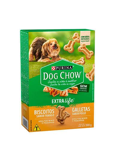 Biscoito Dog Chow Extra Life para Cães Adultos de Raças Pequenas e Mini Sabor Frango 500g
