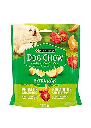 Petisco Dog Chow Cães Adultos Mix de Frutas 75g