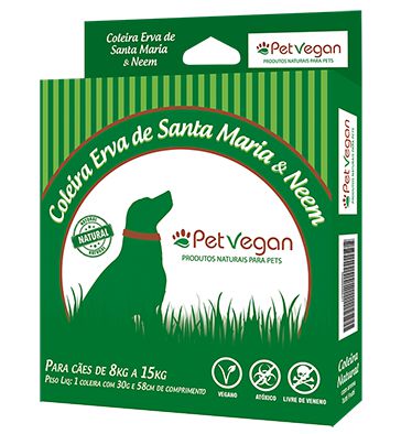 Petvegan Coleira Repelente Erva de Santa Maria e Neem Cães de 8 a 15kg