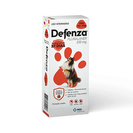 Defenza Antipulgas e Carrapatos para Cães de 4,5-10 kg 100mg 1 Comprimido Msd