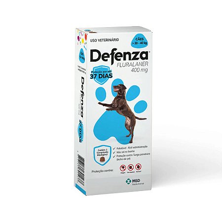 Defenza Antipulgas e Carrapatos para Cães de 20-40 kg 400mg 1 Comprimido Msd