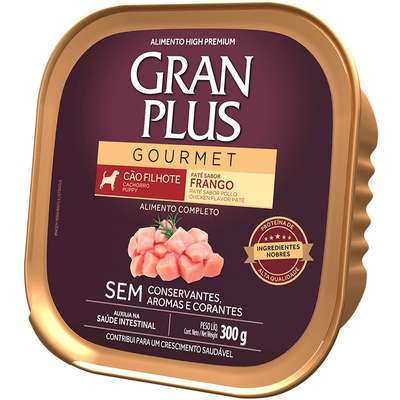 Gran Plus Gourmet Patê Cães Filhote Frango 300g