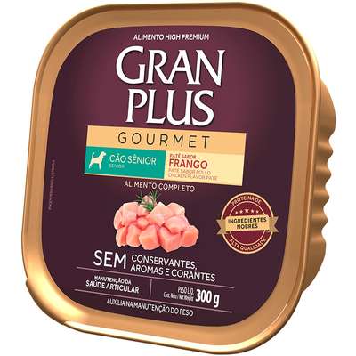 Gran Plus Gourmet Patê Cães Senior Frango 300g