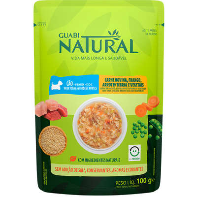 Guabi Natural Sachê Cão Adulto Carne,Frango,Arroz e Vegetais 100g