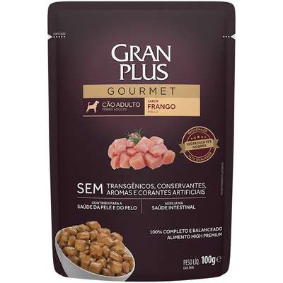 Gran Plus Sachê Cães Adultos Gourmet Frango 100g