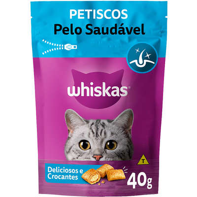 Petisco Whiskas Temptations Pelo Saudável Para Gatos Adultos