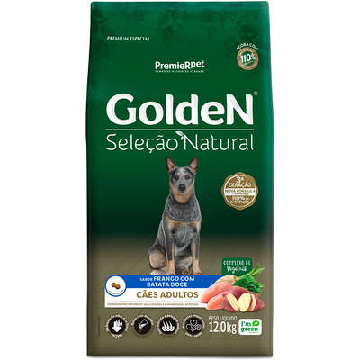 Ração Golden Seleção Natural para Cães Adultos Porte Médio Frango com Batata doce