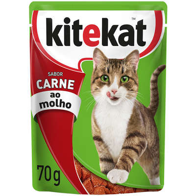 KiteKat Sachê Gatos Adultos Sabor Carne Ao Molho 70g