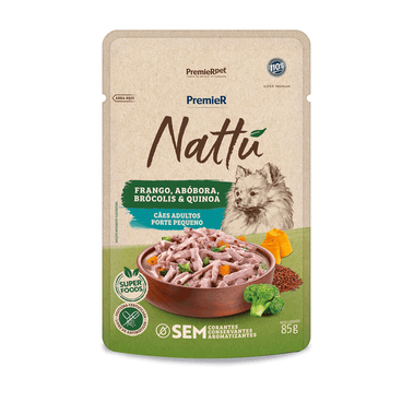 Ração Úmida Premier Nattu Cães Adultos Porte Pequeno Frango e Abóbora 85 g