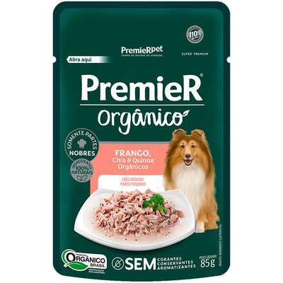 Premier Sache Orgânico Cão Adulto Porte Pequeno  Frango, Chia e Quinoa 85g