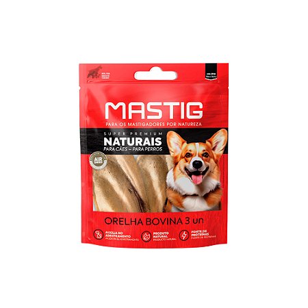 Mastig Super Premium Orelha Bovina para Cães c/3 Unidades