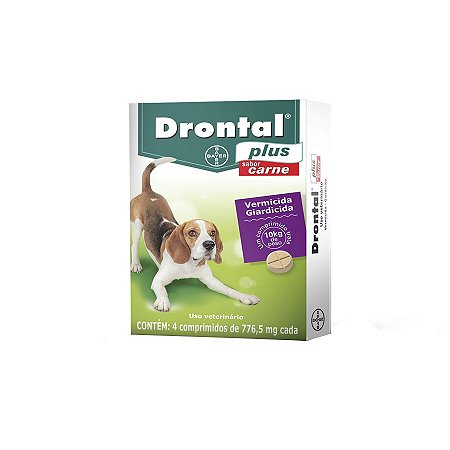 Drontal Cão Ate 10kg Sabor Carne com 4 Comprimidos Bayer