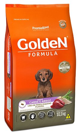 Ração Golden Formula para Cães Filhotes Porte Pequeno Mini Bits Carne e Arroz
