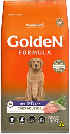 Ração Golden Formula para Cães Adultos Peru e Arroz 15kg