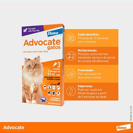 Advocate Gatos 0.8ml 4 a 8kg Bayer