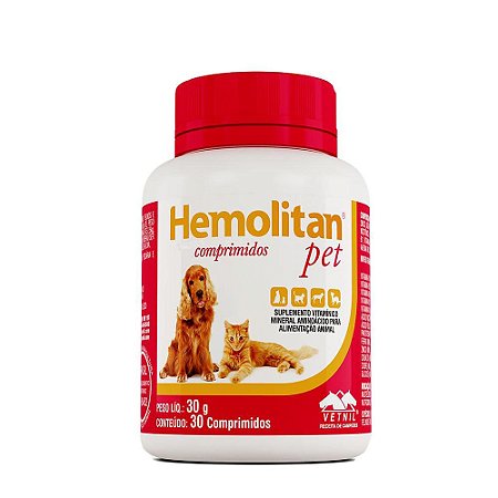 Hemolitan Pet Suplemento 30 Comprimidos Vetnil