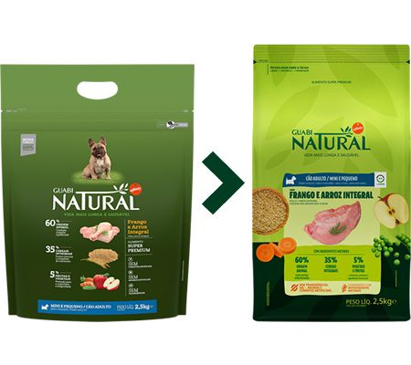 Ração Guabi Natural para Cães Adultos Porte Mini e Pequeno Sabor Frango e Arroz Integral