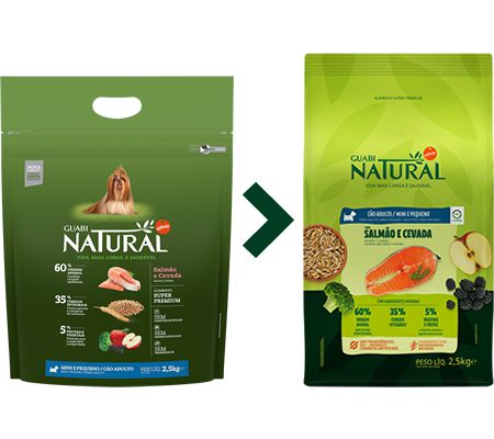 Ração Guabi Natural para Cães Adultos Porte Mini e Pequeno Sabor Salmão e Cevada