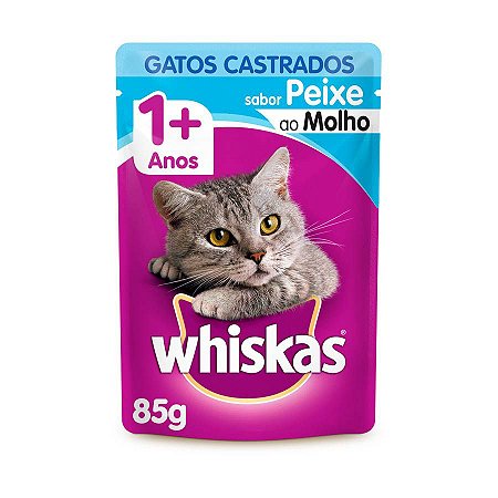 Whiskas Sachê Gato Adulto Castrado Peixe ao Molho 85g