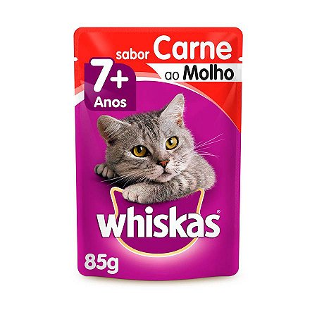 Whiskas Sachê Gato Adulto 7+ Senior Carne ao Molho 85g