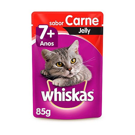 Whiskas Sachê Gato Adulto 7+ Senior Carne Jelly 85g