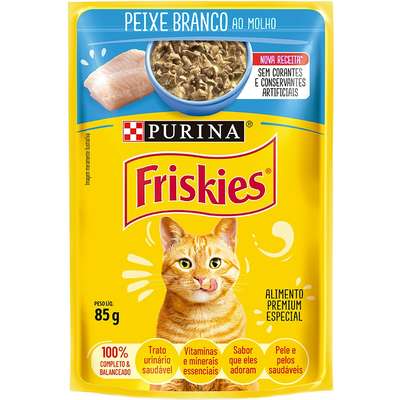 Friskies Sachê Gatos Adultos Peixe Branco Ao Molho 85g