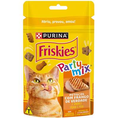 Friskies Petisco para Gatos Adultos Party Mix Frango Fígado e Peru 40g
