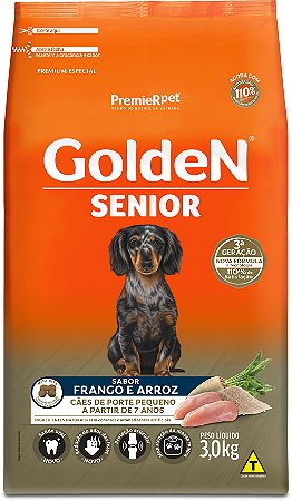 Ração Golden Formula Senior para Cães Porte Pequeno Mini Bits Frango e Arroz