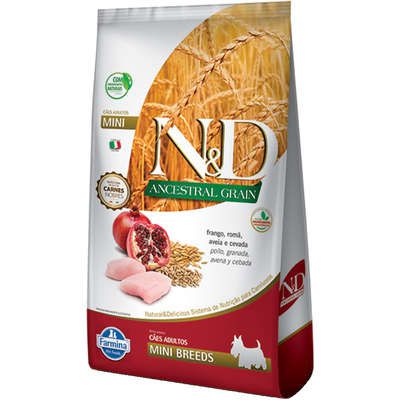 Ração ND N&d Ancestral Grain Low Grain para Cães Adultos Frango Mini Breeds Raças Pequenas
