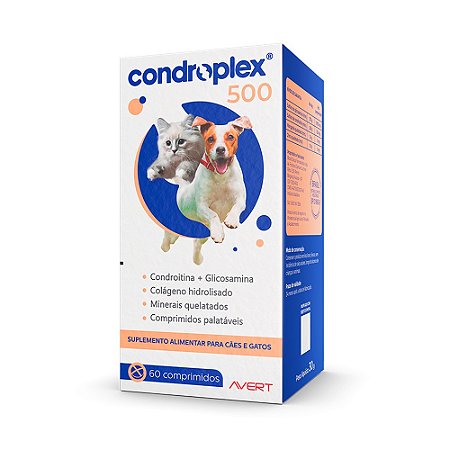 Suplemento Alimentar Avert Condroplex 500 para Cães e Gatos 60 Comprimidos