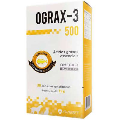 Suplemento Avert Ograx-3 500mg para Cães e Gatos 30 Capsulas