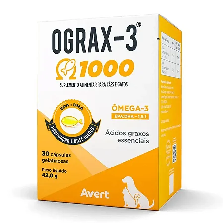 Suplemento Avert Ograx-3 1000 Cães 30 Capsulas 30g