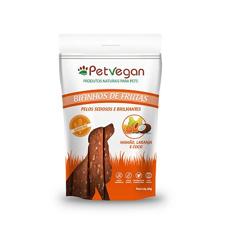 PetVegan Bifinho Frutas Mamão, Laranja e Coco Glutén Free