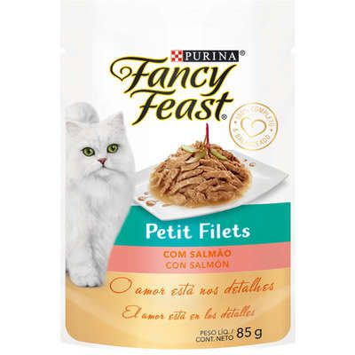 Racão Úmida Nestlé Fancy Feast Sachê Petit Filets com Salmão para Gatos Adultos 85g