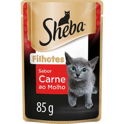 Ração Úmida Sheba Sachê Cortes Selecionados Sabor Carne ao Molho para Gatos Filhotes 85g