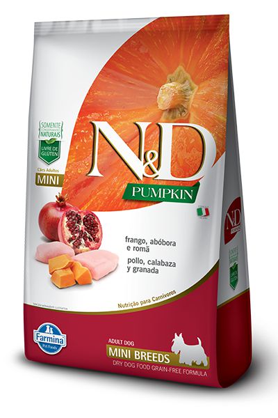 Ração ND N&D Pumpkin Grain Free para Cães Adultos Frango Mini Breeds Raças Pequenas