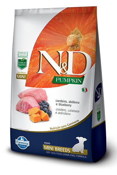 Ração ND N&D Pumpkin Grain Free para Cães Filhotes Cordeiro Mini Breeds Raças Pequenas