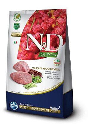 Ração ND N&D Quinoa Grain Free para Gatos Weight Management Adultos Cordeiro