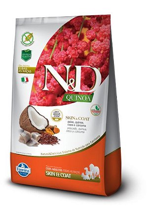 Ração ND N&D Quinoa Grain Free para Cães Skin Coat Adultos de Todas as Raças Peixe