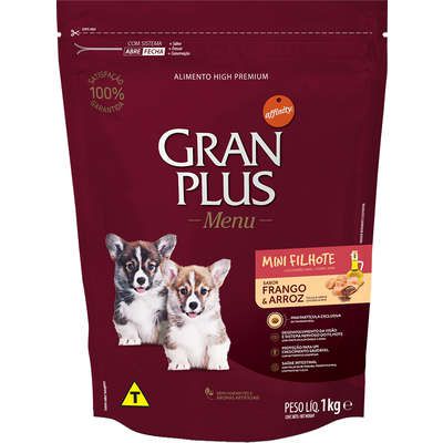 Ração Affnity Gran Plus Menu para Cães Mini Filhotes Sabor Frango e Arroz