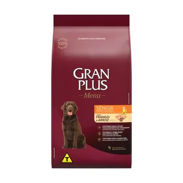 Gran Plus Menu para Cães Médio e grande Senior Sabor Frango e Arroz