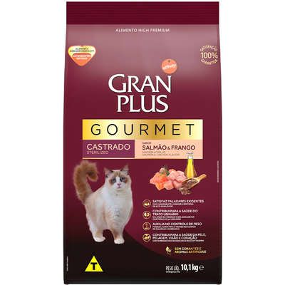 Gran Plus Gourmet para Gatos Castrados Adultos Sabor Salmão e Frango
