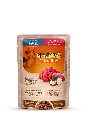 Ração Úmida Special Dog Sachê para Cães Sênior Sabor Carne 100g
