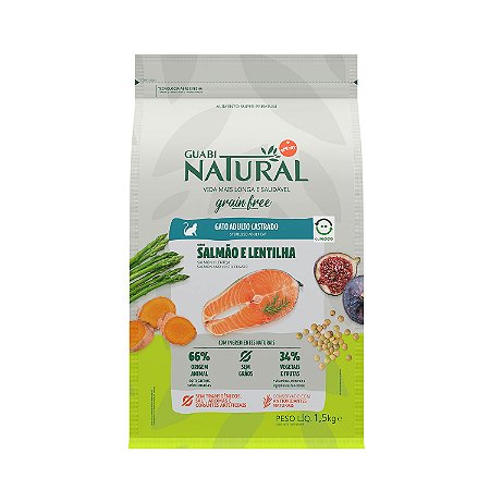 Ração Guabi Natural Grain Free Gato Adulto Castrado Salmão e Lentilha
