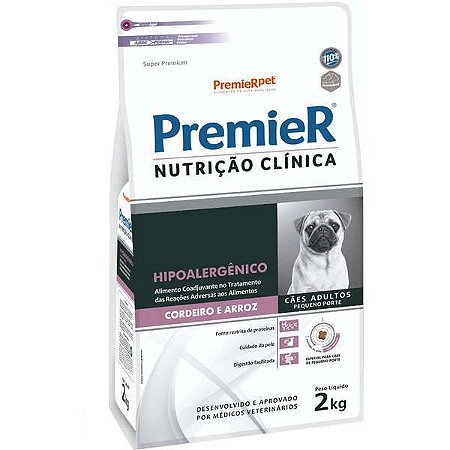 Ração Premier Nutrição Clínica para Cães Raças Pequenas Hipoalergênica Cordeiro e Arroz