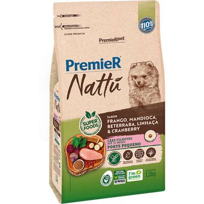 Ração Premier Nattu Cães Filhotes  Raças Pequenas Sabor Frango e Mandioca