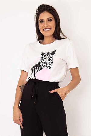 T-shirt Algodão Zebra Chiclete