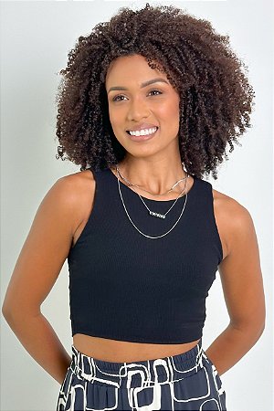 Cropped Canelado Liso Sem Manga