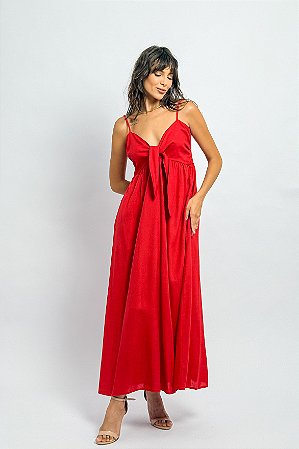 Vestido Midi Alcinha Laço Busto